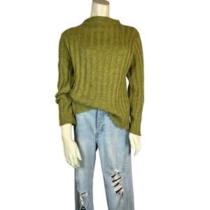 Oona New England green Sweater Acrylic Mohair Gorpcore Casual Ribbed Twee